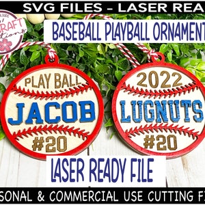 Baseball Softball Ornament SVG, Baseball Laser-Datei, Baseball Taschenanhänger, Laser geschnitten Baseball, Baseball Ornament Glowforge, Baseball Namensschild