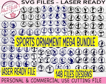 Sports Ornament Bundle, Sports Ornaments svg, Sports svg Bundle, Laser Ornament svg, Sports Laser cut file, Sports svg Files, Laser Ready