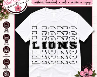 Lions Football SVG, Mascot School Spirit Design (Digital Download)