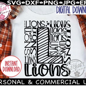 Lions SVG, Lions Typografie svg, Lions School Spirit svg, Lions Maskottchen SVG, Lions School Shirt, Go Lions svg, Lions Fußball SVG