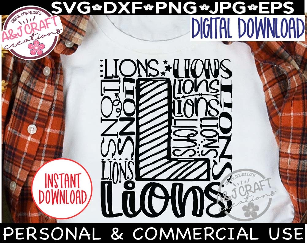 Lions SVG, Lions Typography svg, Lions School Spirit svg, Lions Mascot SVG, Lions School Shirt, Go Lions svg, Lions football SVG