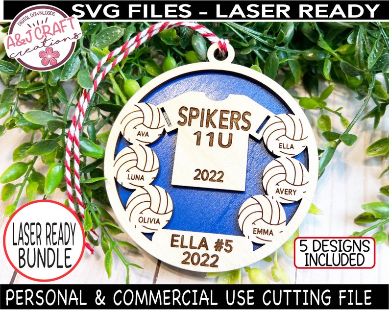 Volleyball Team Ornament SVG Bundle Volleyball Laser Cut Etsy