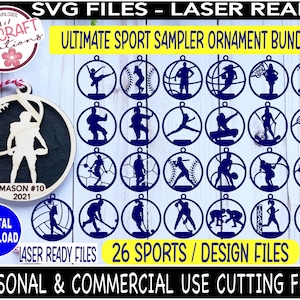 Ultimate Sports Bundle Ornament SVG, Sports Ornament svg bundle, Sports Sampler svg, Laser Ornament svg, Sports Laser cut file, Best Seller