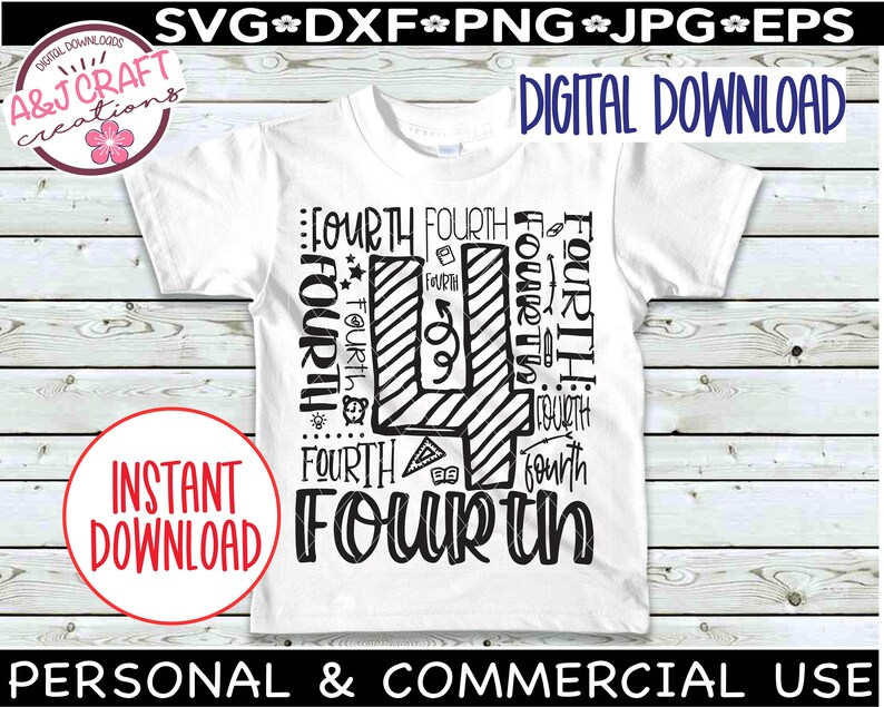 4th Fourth Grade Typography SVG, Typography Tshirt, 4th Grade School ...