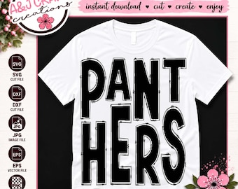 Panthers Mascot Sketched Typography SVG, School Spirit Design (Digital Download)
