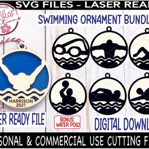 Pacote SVG de ornamento de natação, ornamento de natação svg, ornamento de equipe de natação, pólo aquático svg, ornamento de laser svg, ornamento de pólo aquático