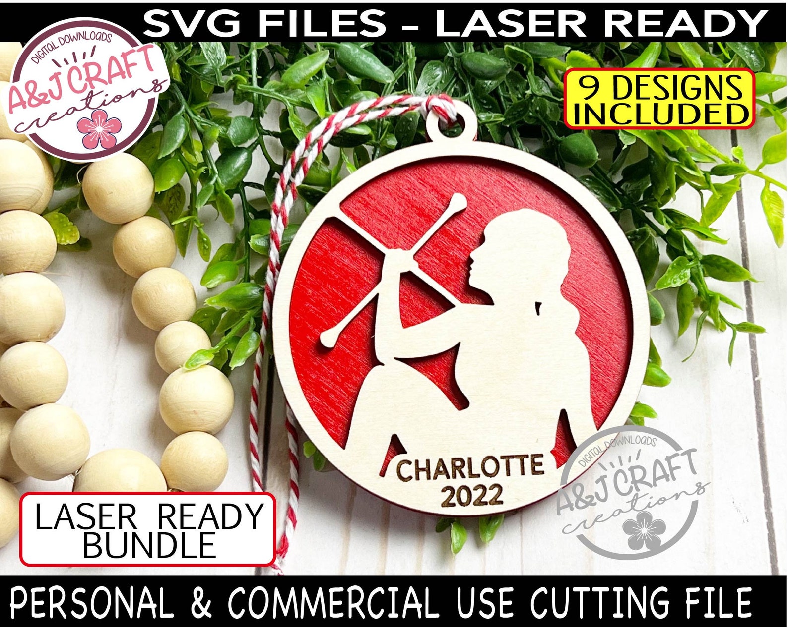 Twirler Baton Ornament Bundle SVG Baton Twirling Christmas - Etsy