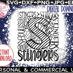 Stingers SVG, Stingers Typography svg, Stingers Baseball, Stingers Team, Stingers Cheer svg, Stingers Sublimation, Go Stingers