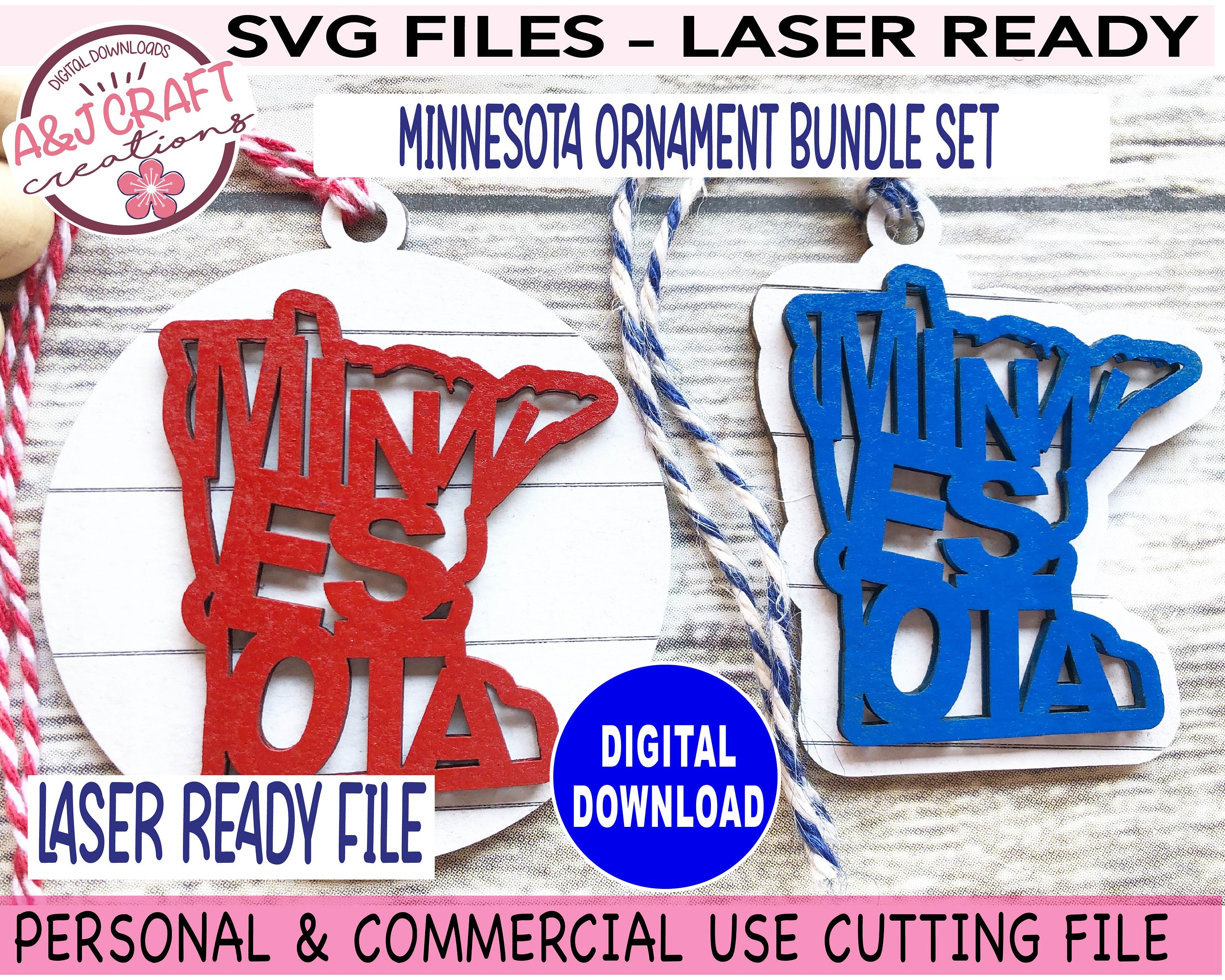 Minnesota Ornament SVG BUNDLE, Laser Ready File, Minnesota Word Art Svg ...