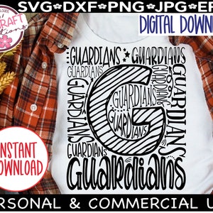 Guardians Typography svg, Guardians Baseball svg, Guardians Football SVG, Guardians Cheer Svg, Guardians School Team Mascot svg, Coach