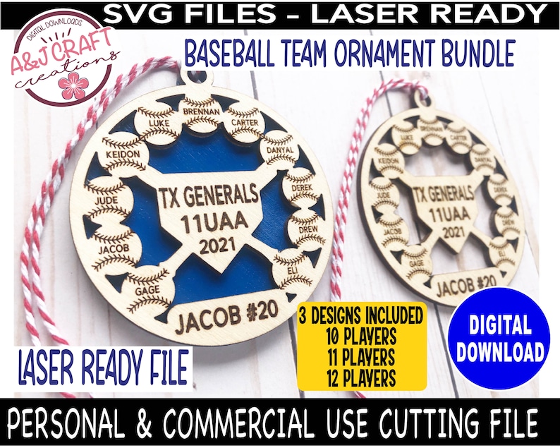 Baseball Softball Team Ornament SVG Bundle Coach Ornament Etsy