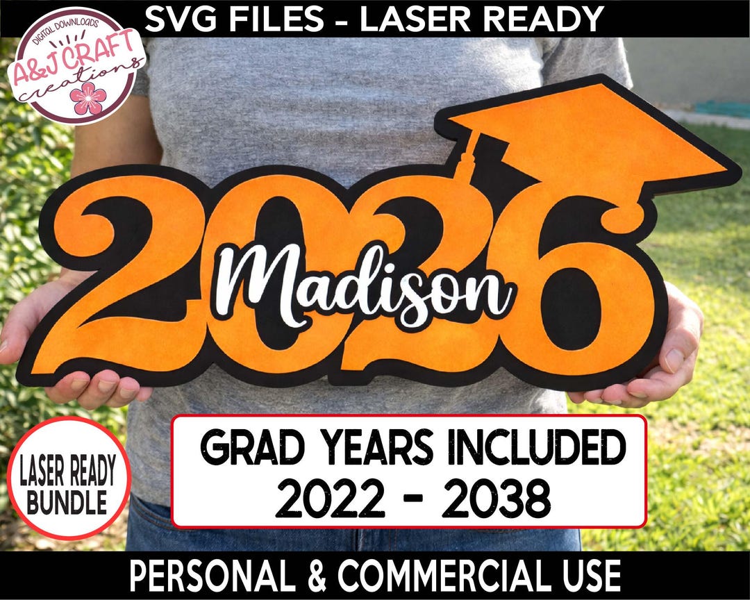 Graduation Photo Prop SVG Bundle, Laser Cut File, Class of 2026 ...