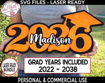 Graduation Photo Prop SVG Bundle, Laser Cut File, Class of 2026 (Digital Download)