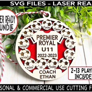 Pacote SVG de ornamento de time de futebol, arquivo de corte a laser de futebol, presente de treinador de futebol, svg de presente de time de futebol, svg de laser de futebol, arquivo pronto para laser