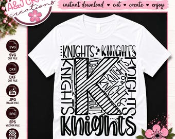 Knights Team Mascot Typography SVG, School Spirit - Cheer, Football, Baseball, Soccer (Digital Download)