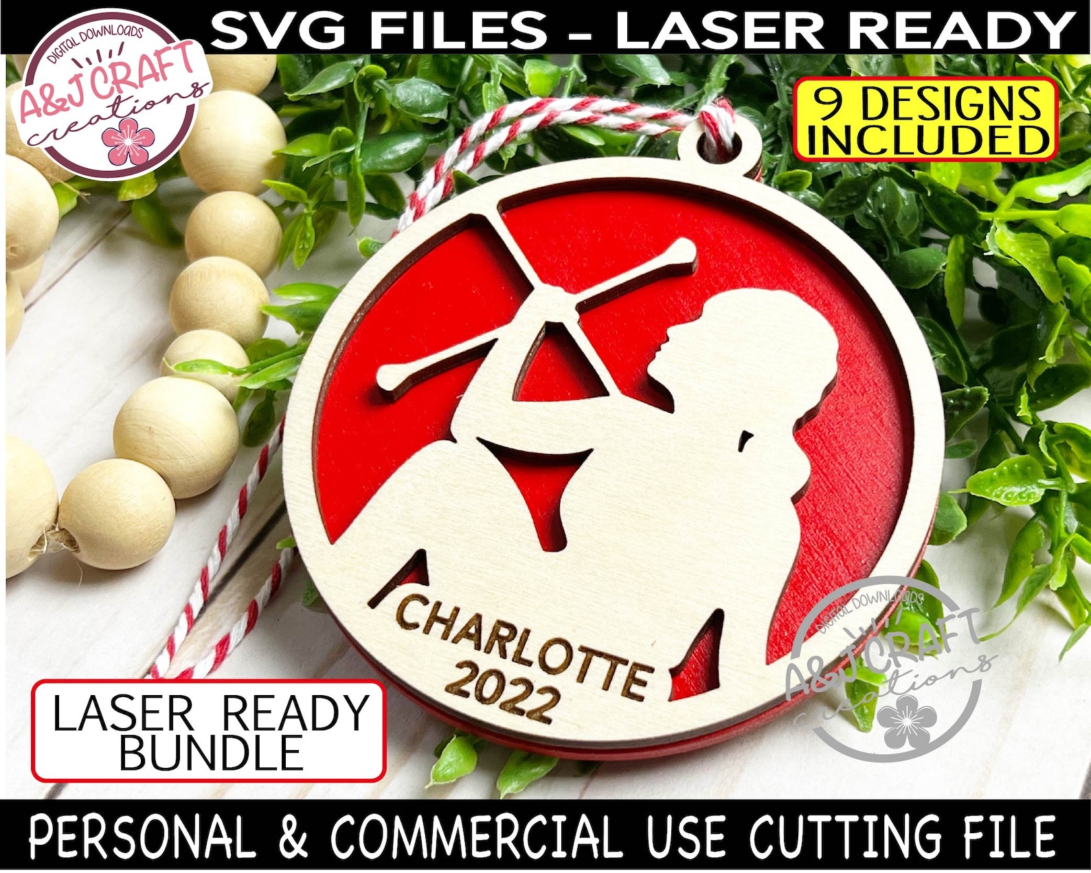 Twirler Baton Ornament Bundle SVG Baton Twirling Christmas - Etsy