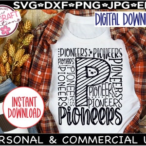 Pioneers SVG, Pioneers Football svg, Pioneers Baseball svg, typography svg, Pioneers school svg, Pioneers Mascot png, Go Pioneers