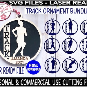 Runner Ornament Bundle SVG, Runner Ornament, Track and Field svg, Laser Ready File, Laser Ornament, Sport Ornament svg, Digital Download