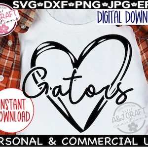 Gators Heart SVG, Gators Typography svg, Gator Team Mascot, Gators Football svg, Gators Baseball, School Mascot svg, Gator Spirit Shirts svg