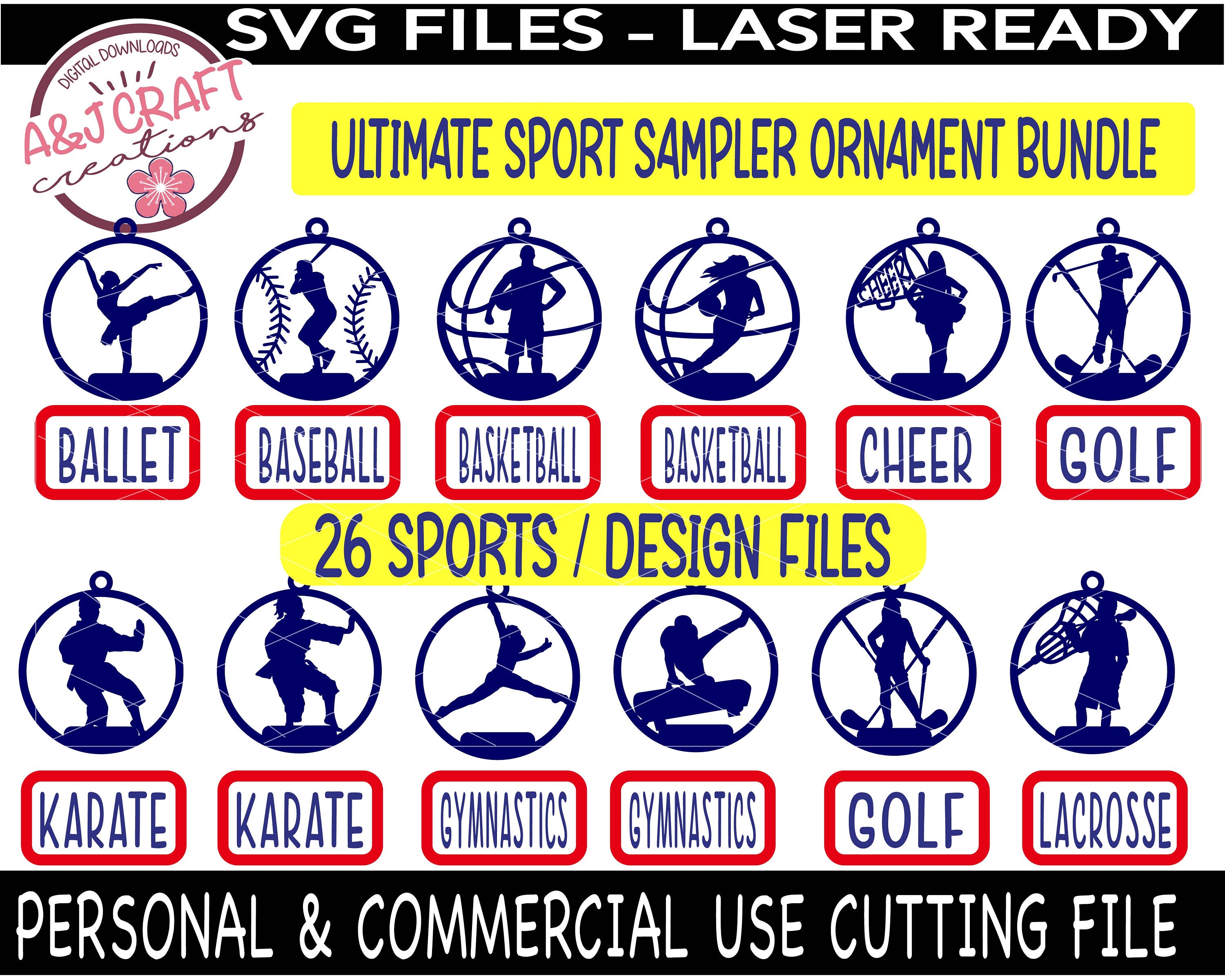 Ultimate Sports Bundle Ornament SVG Sports Ornament Svg - Etsy