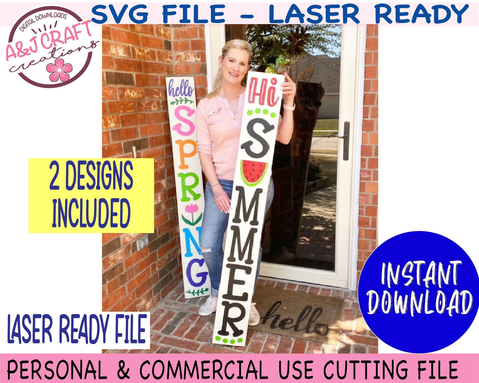 Spring and Summer Porch Signs SVG, Digital Download, Double Sided Porch ...
