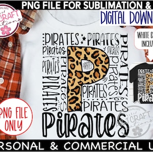 Piraten Spirit Shirt PNG, Piraten Sublimationsdesign, Piraten Football, Typografie, Piraten jubeln, Piraten Maskottchen, Piraten Design für DTF