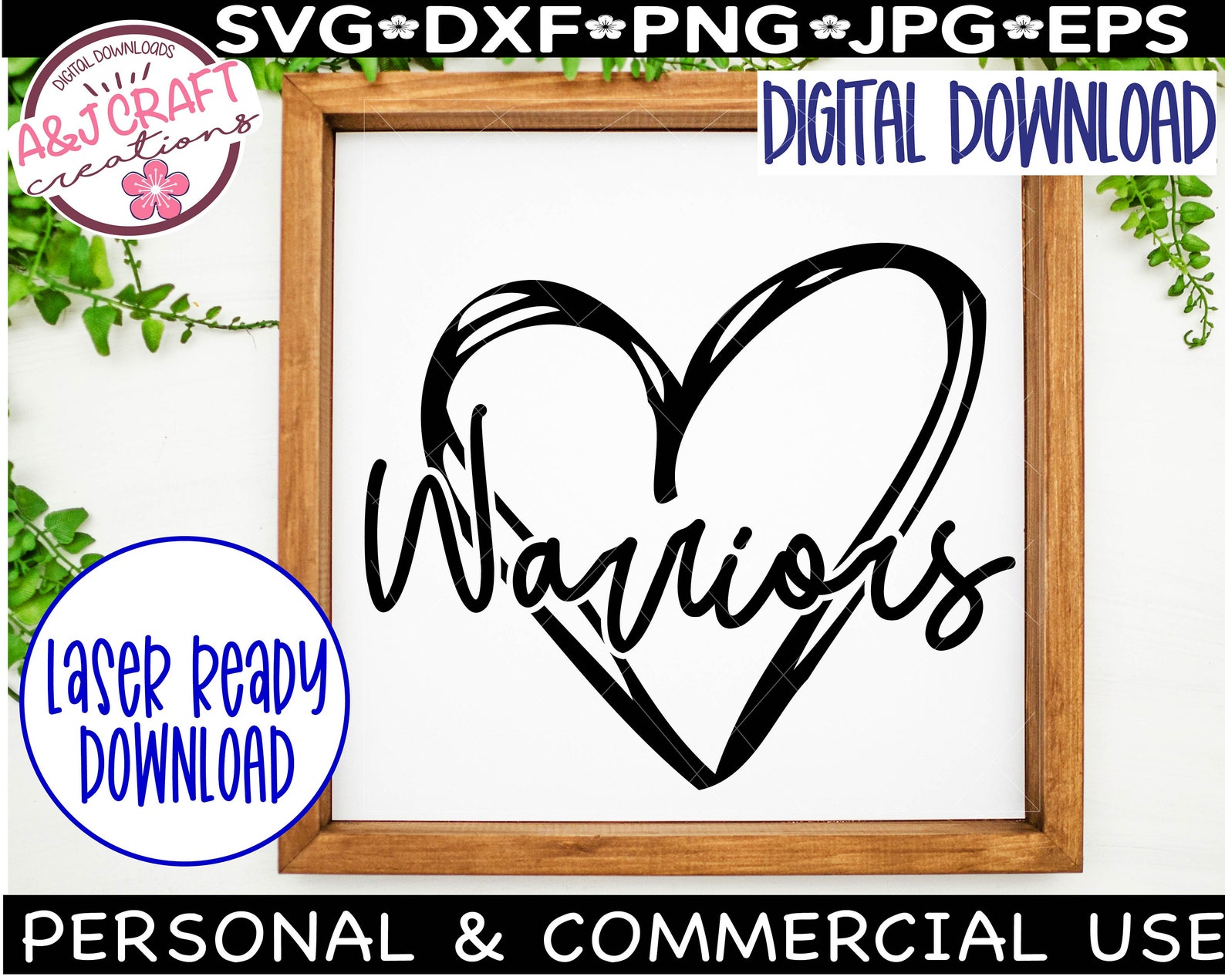 Warriors Heart Svg Warriors SVG Warriors Football Svg - Etsy