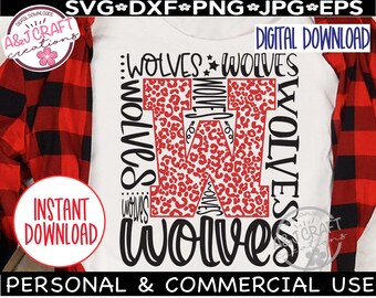 Wolves SVG, School Spirit Shirt Design, Football Cheer Volleyball SVG, Go Wolves Digital Download, Mascot Team Typography File, Wolves Coach