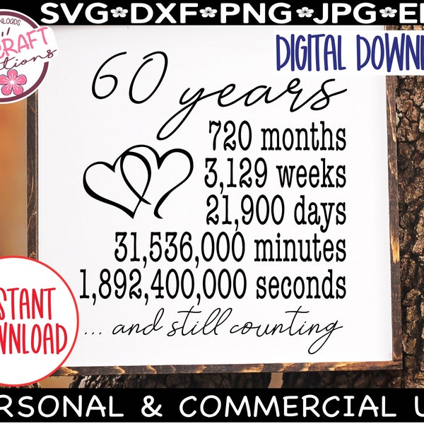 60th Anniversary svg, 60th Wedding Anniversary svg, Vows Renewal,  60 year anniversary, 60th Anniversary Gift for Parents
