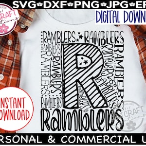Ramblers SVG, Ramblers Typography, Ramblers Football svg, Ramblers School Mascot, Ramblers Sublimation, Ramblers Cheer, School Spirit svg