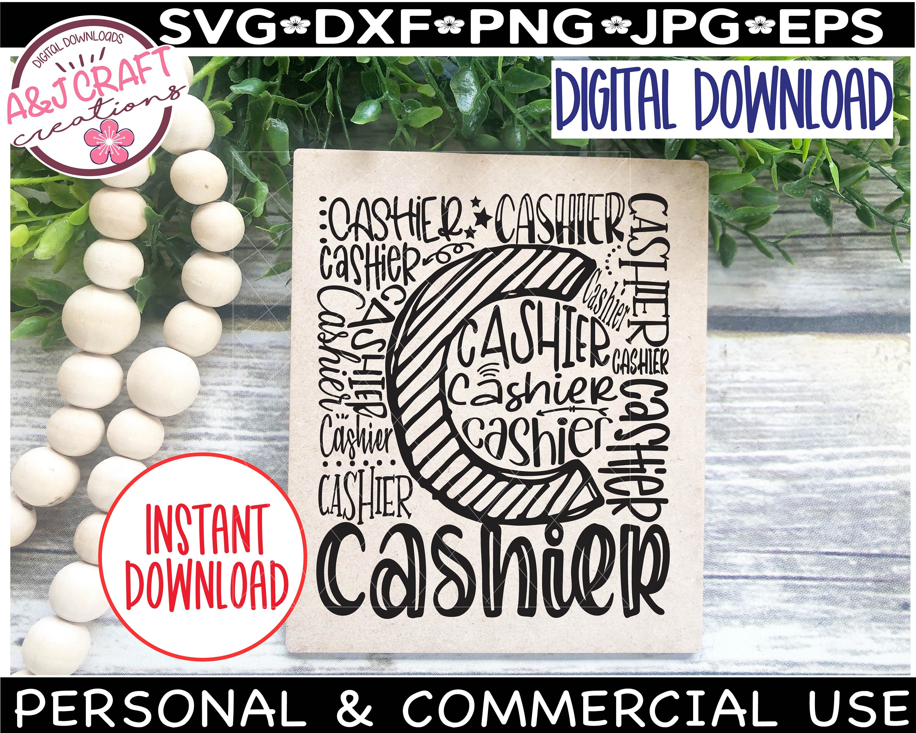 Cashier Typography SVG, Cashier T-shirt Svg, Essential Worker, Cashier ...