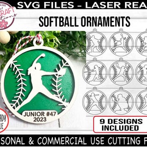 Softball Ornament SVG BUNDLE, Sport Ornamente svg, Softball Weihnachtsverzierung svg, Softball Laser-Datei, Softball Glowforge, Softball svg