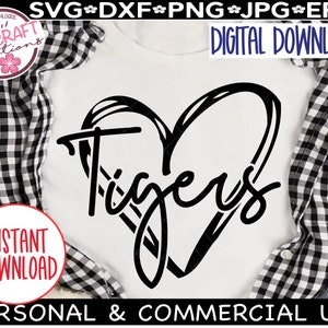Tigers Heart svg, Tigers svg, Tigers Football SVG, Tigers Mascot svg, Tigers School Spirit, Go Tigers, Tigers Pride svg, Tigers Cheer Svg