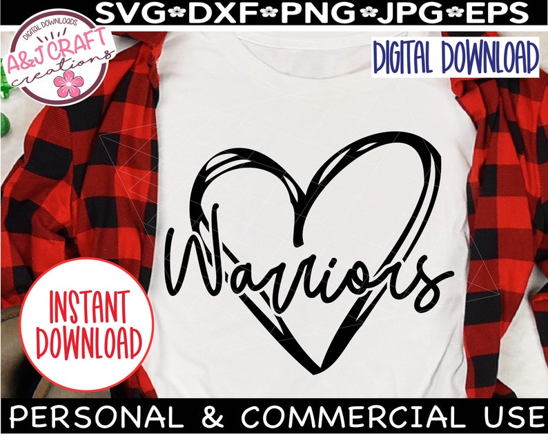 Warriors Heart Svg Warriors SVG Warriors Football Svg - Etsy