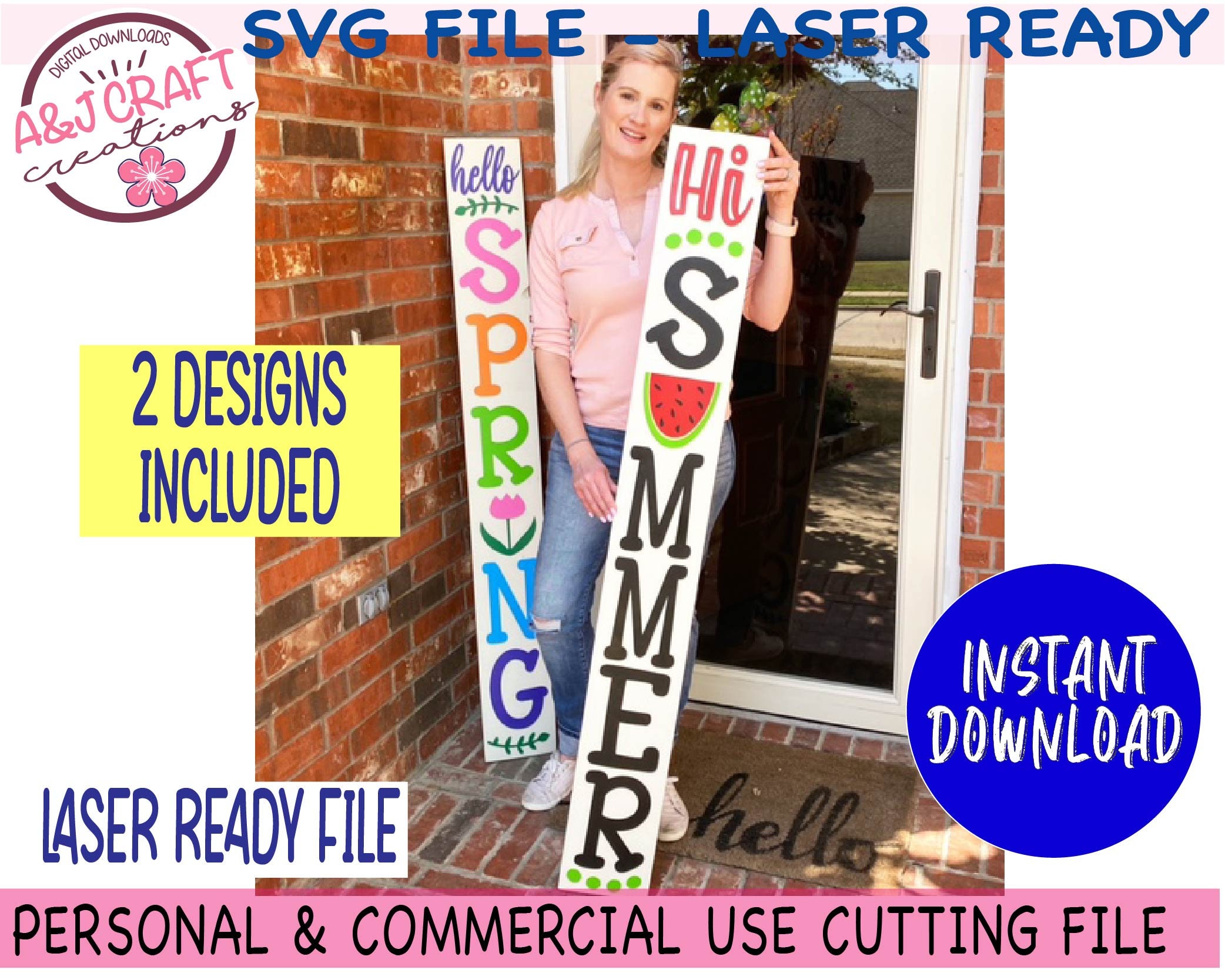 Spring and Summer Porch Signs SVG, Digital Download, Double Sided Porch ...