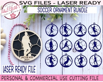 SOCCER Ornament SVG Bundle, Soccer Ornament Laser File, Sports Ornaments svg, Soccer Laser Files, Laser Ornament svg, Sports Laser cut file