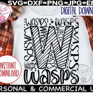 Wasps Typography SVG, Wasps baseball, Wasps School Mascot, Wasps Shirt, Wasps Cheer, Wasps Football, Wasps design for DTF, Wasps Coach