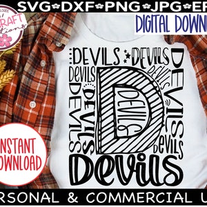 DEVILS SVG, Devils Baseball svg, Devils Typography svg, Devils Football svg, Mascot Devils svg, Devils School Mascot, Camisas School Spirit