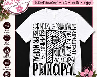 Principal Typography SVG, Front Office School Staff Shirt Design (Digital Download)