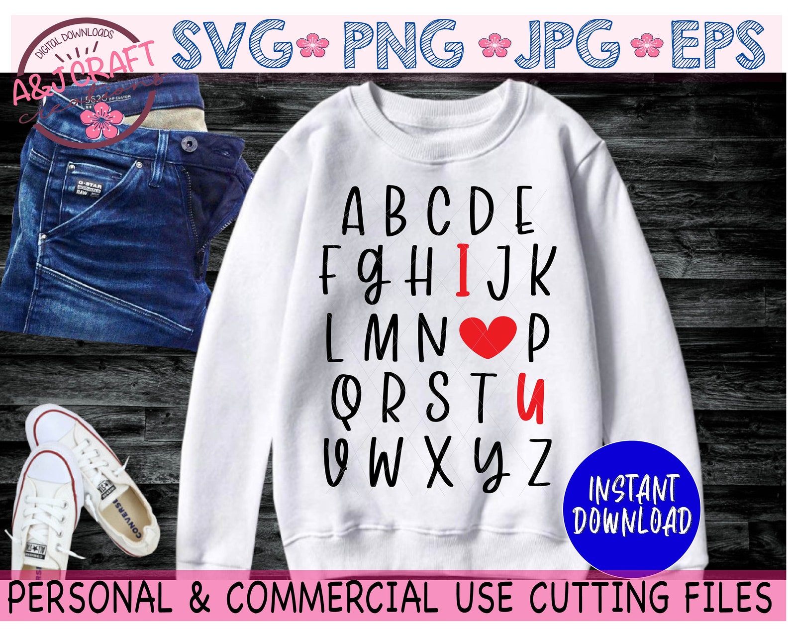 Alphabet I Love You Svg ABC I Love You Svg Valentine Day - Etsy
