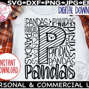 Pandas SVG, Pandas Football svg, Pandas Spirit Shirt, Tipografia svg, Pandas Shirt svg, Pandas Volleyball svg, Pandas Cheer svg, Go Pandas