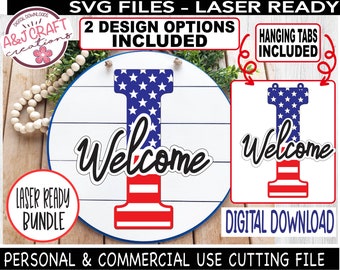 Letter I svg BUNDLE, Laser Ready, Patriotic Lettering svg, USA Letter svg, Family Initial svg, Patriotic Welcome Sign svg, Stars and Stripes