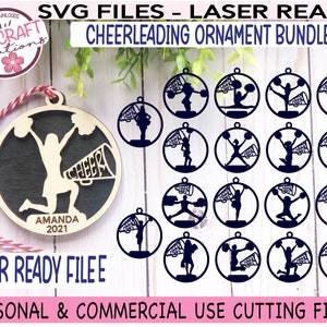 Cheer Ornament svg BUNDLE, Cheerleading Ornament SVG, Cheer Laser File, Laser Cheer svg, Cheer Ornament File, Cheerleading Laser cut file