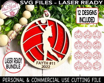 VOLLEYBALL Ornament SVG Bundle, Volleyball Player Ornament svg, Volleyball svg Ornament, Laser Volleyball svg, Volleyball Laser File