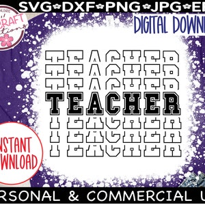 Teacher SVG, Stacked Teacher svg, Teacher svg Shirt, Teacher t-shirt svg, Teacher life Svg, Teach svg file, Teacher Name svg, School Staff