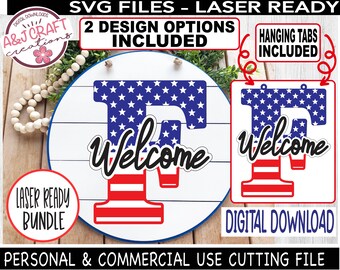 Letter F svg BUNDLE, Laser Ready, Patriotic Lettering svg, USA Letter svg, Family Initial svg, Patriotic Welcome Sign svg, Stars and Stripes