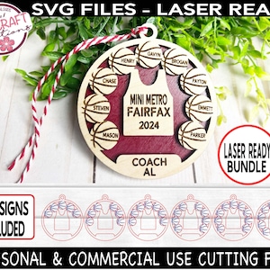 Basketball Team Ornament SVG Bundle, Coach Ornament svg, Basketball svg für Glowforge, Laser Basketball svg File, Jugend Basketball