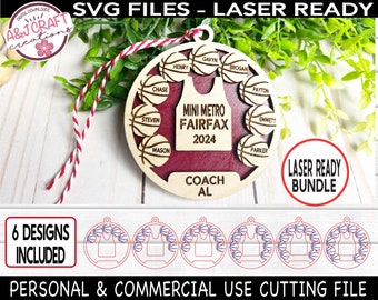 Basketball Team Ornament SVG Bundle, Coach Ornament svg, Basketball svg for Glowforge, Laser Basketball svg File, Youth Basketball