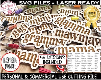 Mama Keychain Laser File, MEGA BUNDLE Laser Ready, Mama Keychain svg, Mom Keychain svg, Mom gift digital, SVG Keychain bundle, Laser Cut