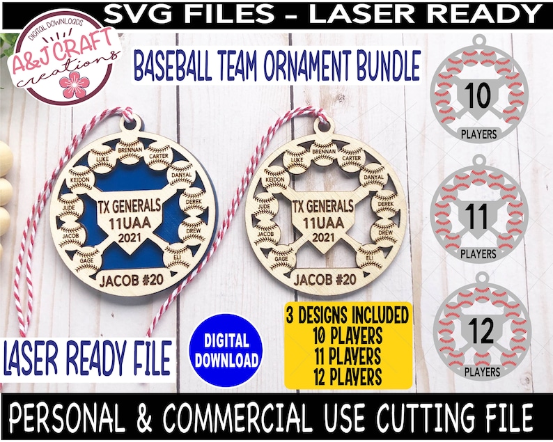 Baseball Softball Team Ornament SVG Bundle Coach Ornament Etsy